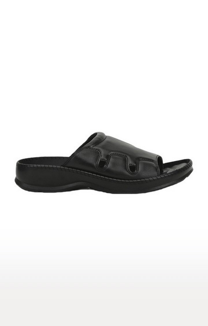 Men's Black Slip On Open Toe Casual Slip-ons