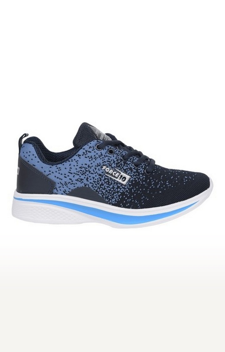 Women's Blue Lace-Up Round Toe Running Shoes