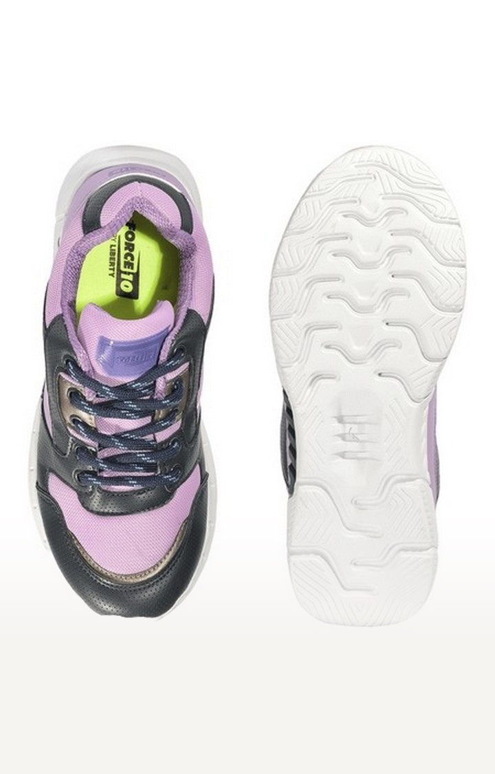 Women's Purple Lace-Up Round Toe Running Shoes