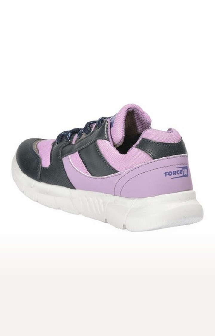 Women's Purple Lace-Up Round Toe Running Shoes