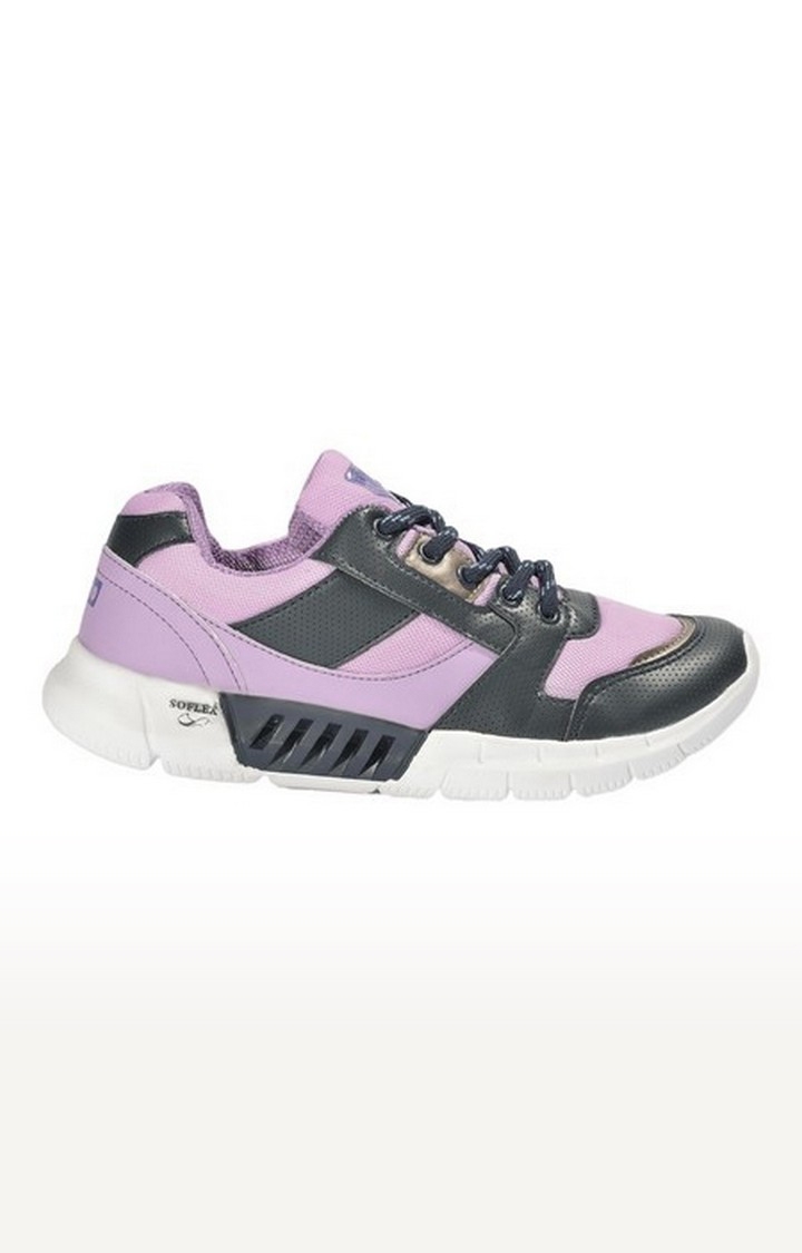 Women's Purple Lace-Up Round Toe Running Shoes