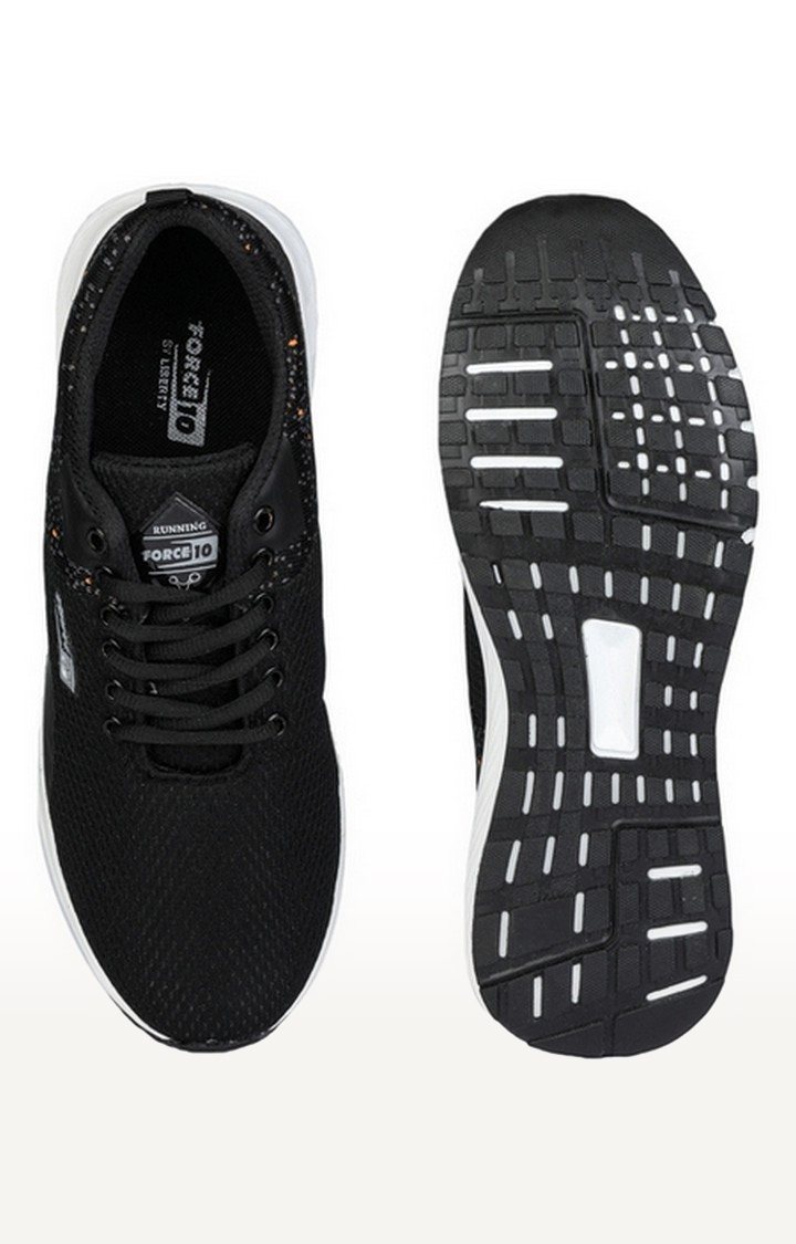 Men's Black Lace-Up Round Toe Running Shoes