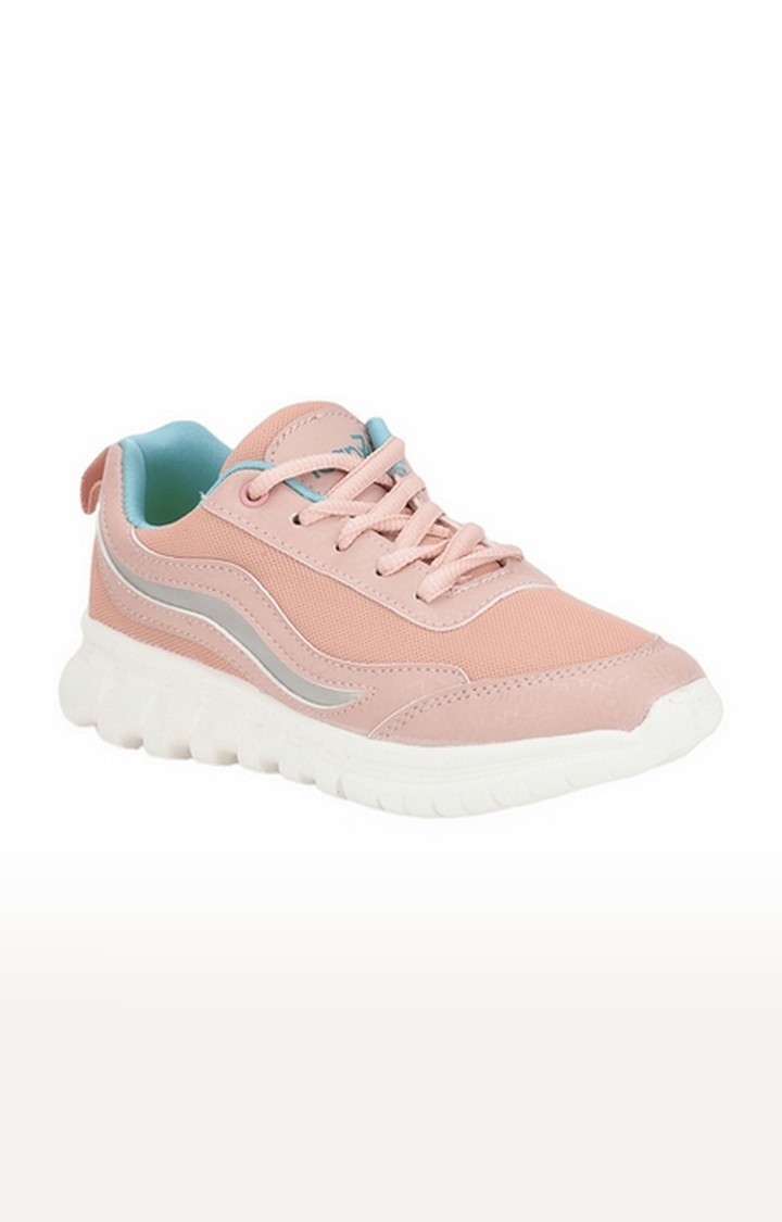 Unisex Pink Lace-Up Round Toe Running Shoes