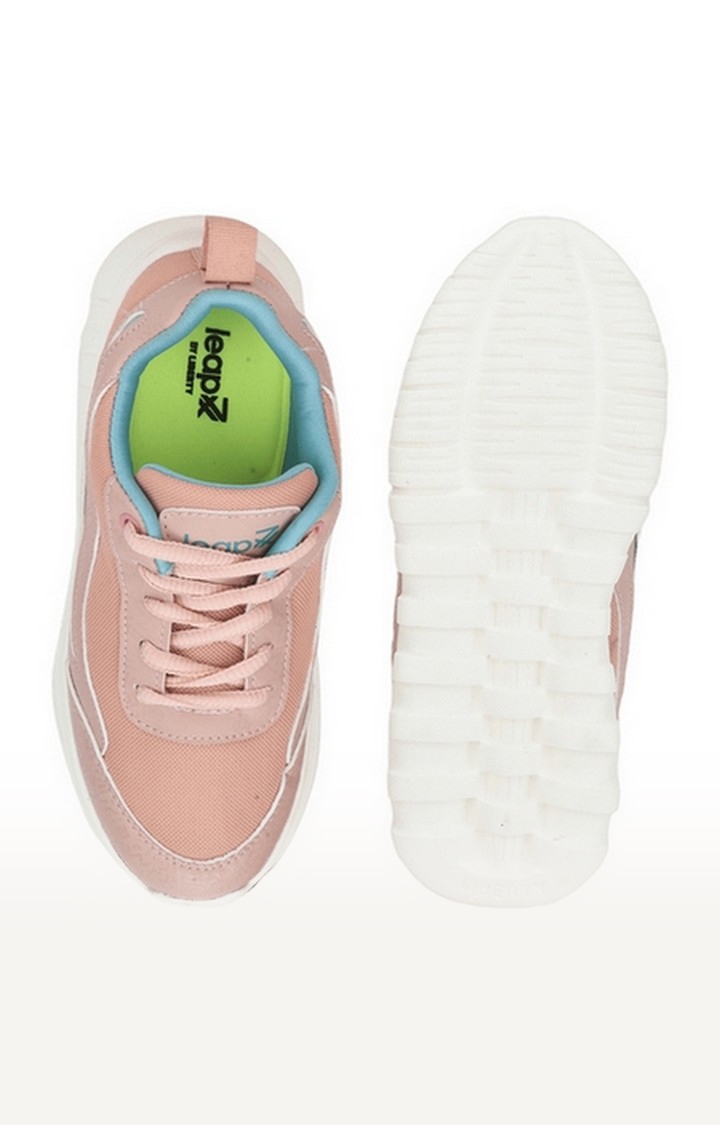 Unisex Pink Lace-Up Round Toe Running Shoes