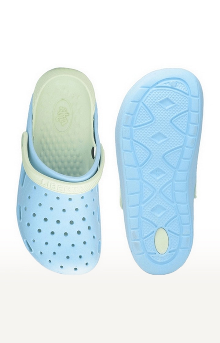 Women's Blue Slip On Round Toe Clogs