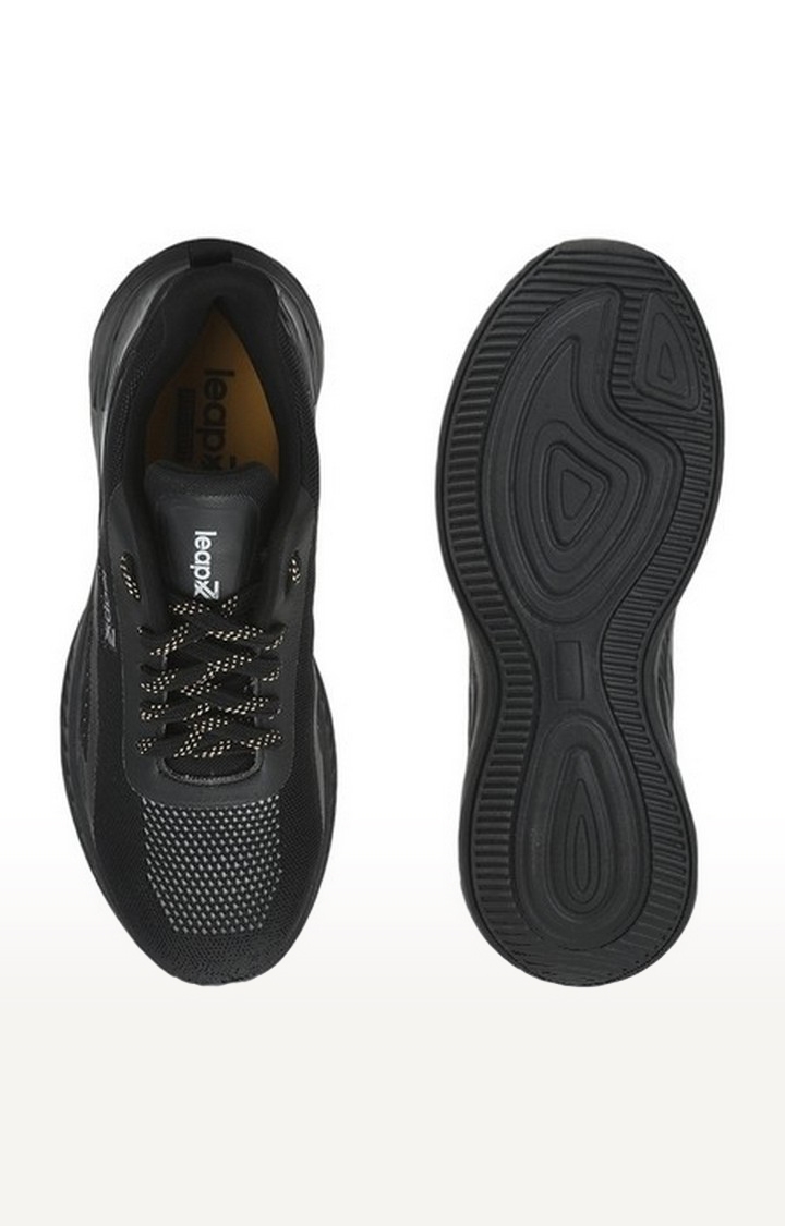 Men's Black Lace-Up Round Toe Running Shoes