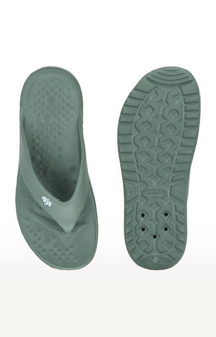 Men's Green Slip On Split Toe Slippers