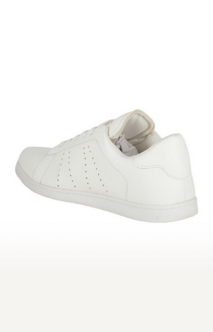 Men's White Lace-Up Round Toe Sneakers