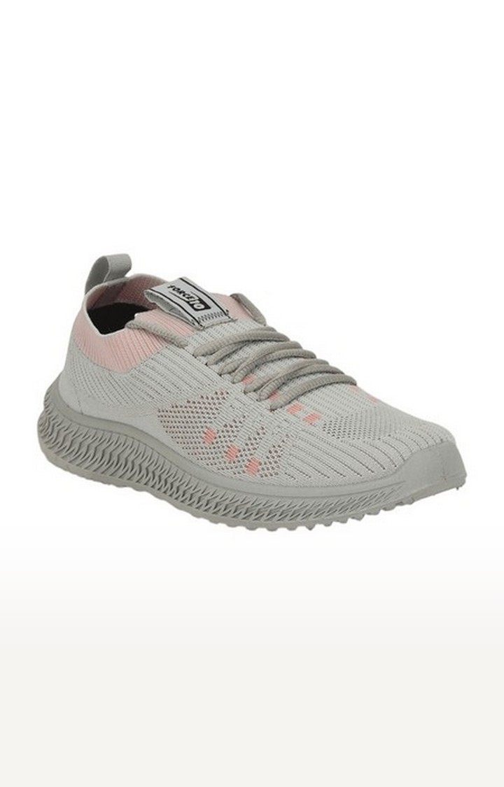 Women's Grey Lace-Up Round Toe Running Shoes