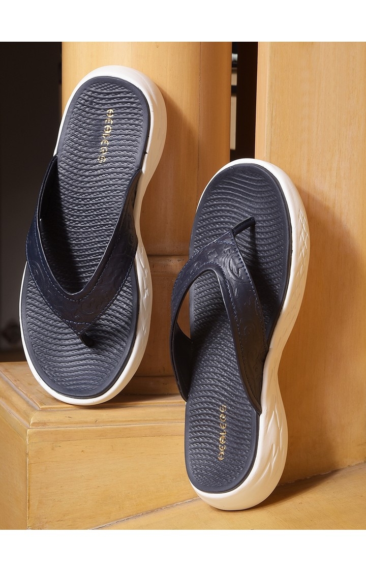 Women's Blue Slip On Round Toe Slippers