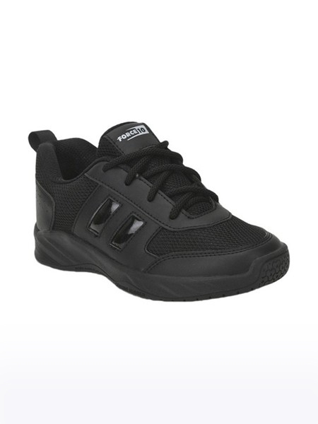 Unisex Force 10 PU Black School Shoes