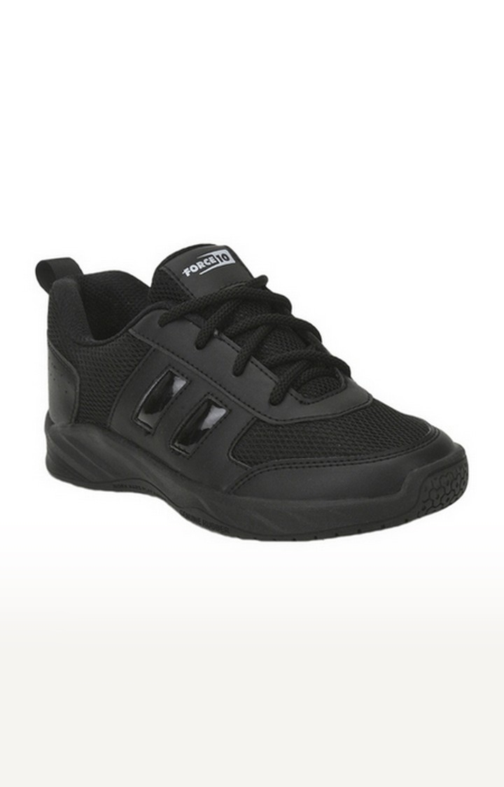 Unisex Black Lace-Up Round Toe School Shoes