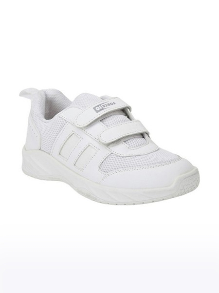 Unisex Force 10 PU White School Shoes