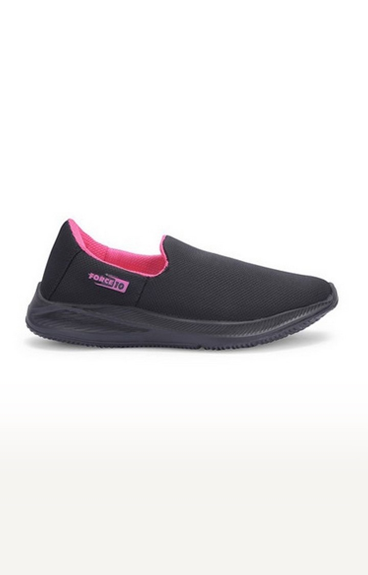 Women's Black Lace-Up  Casual Slip-ons
