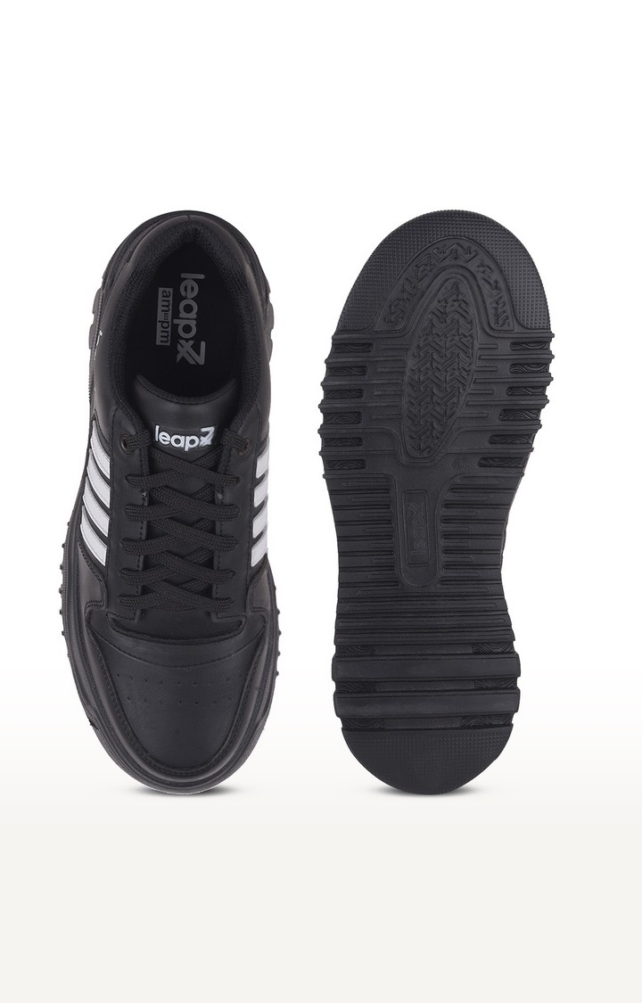 Men's Black Lace-Up Round Toe Casual Lace-ups