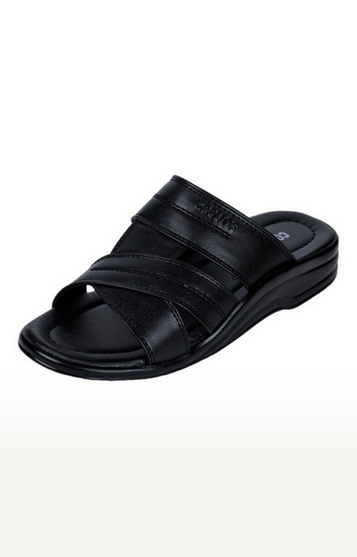 Men's Black Slip On Open Toe Casual Slip-ons