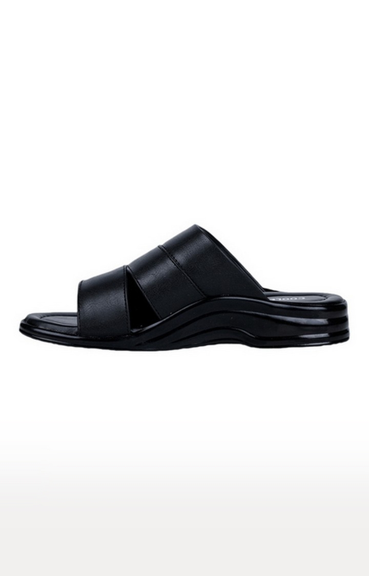 Men's Black Slip On Open Toe Casual Slip-ons