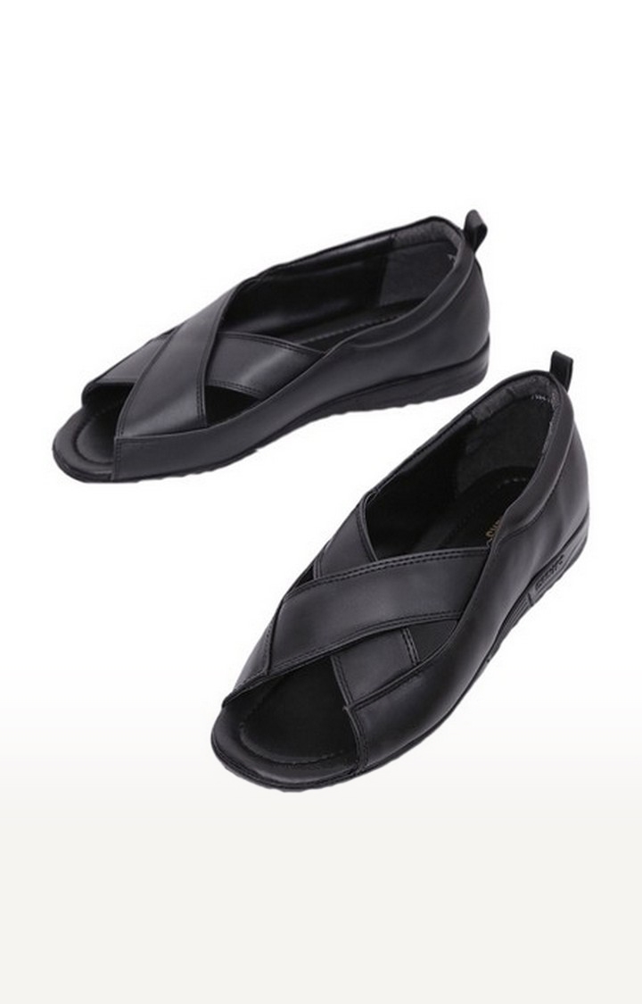 Men's Black Slip On Open Toe Sandals