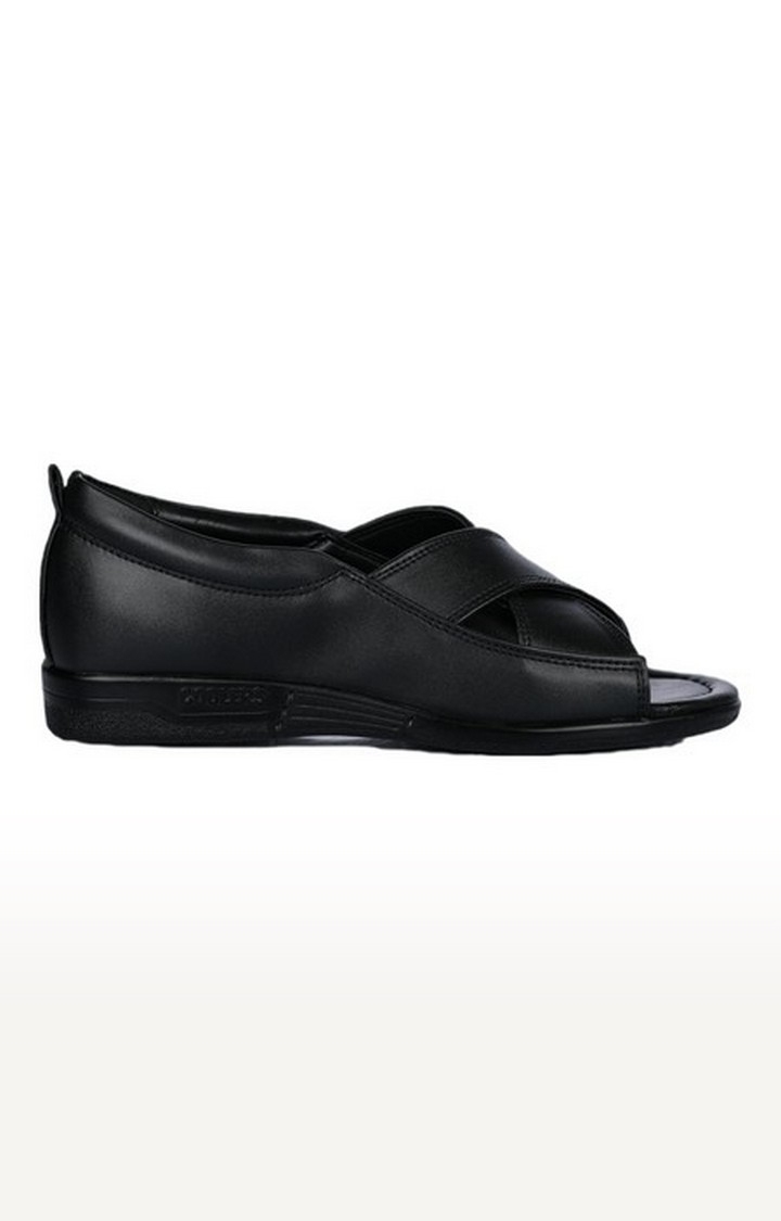 Men's Black Slip On Open Toe Sandals