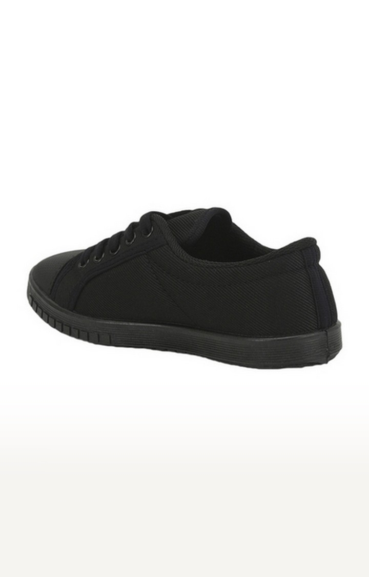 Unisex Black Lace-Up Round Toe School Shoes