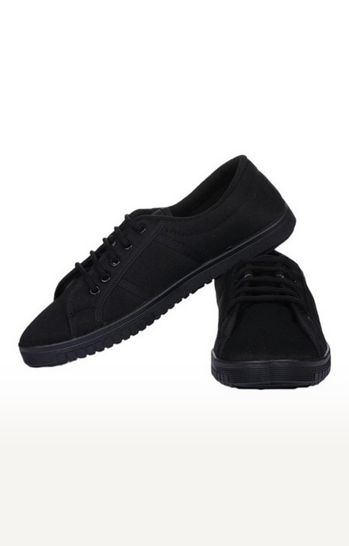 Men's Black Lace-Up Round Toe Casual Lace-ups