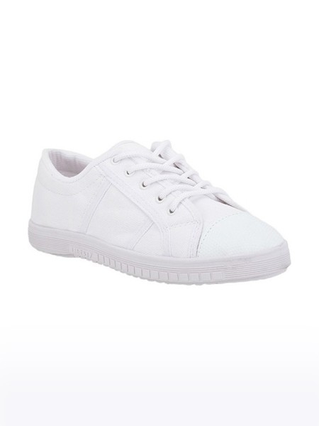 Unisex Gliders Fabric White School Shoes