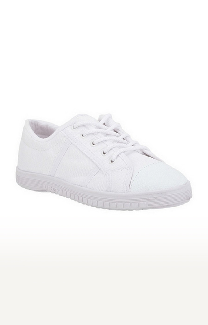 Unisex White Lace up Round Toe School Shoes