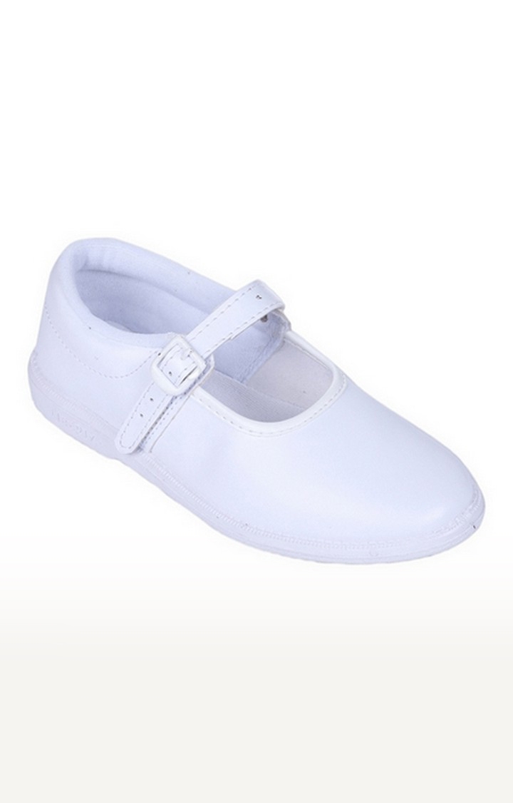Liberty | Girl's White Buckle Round Toe School Shoes