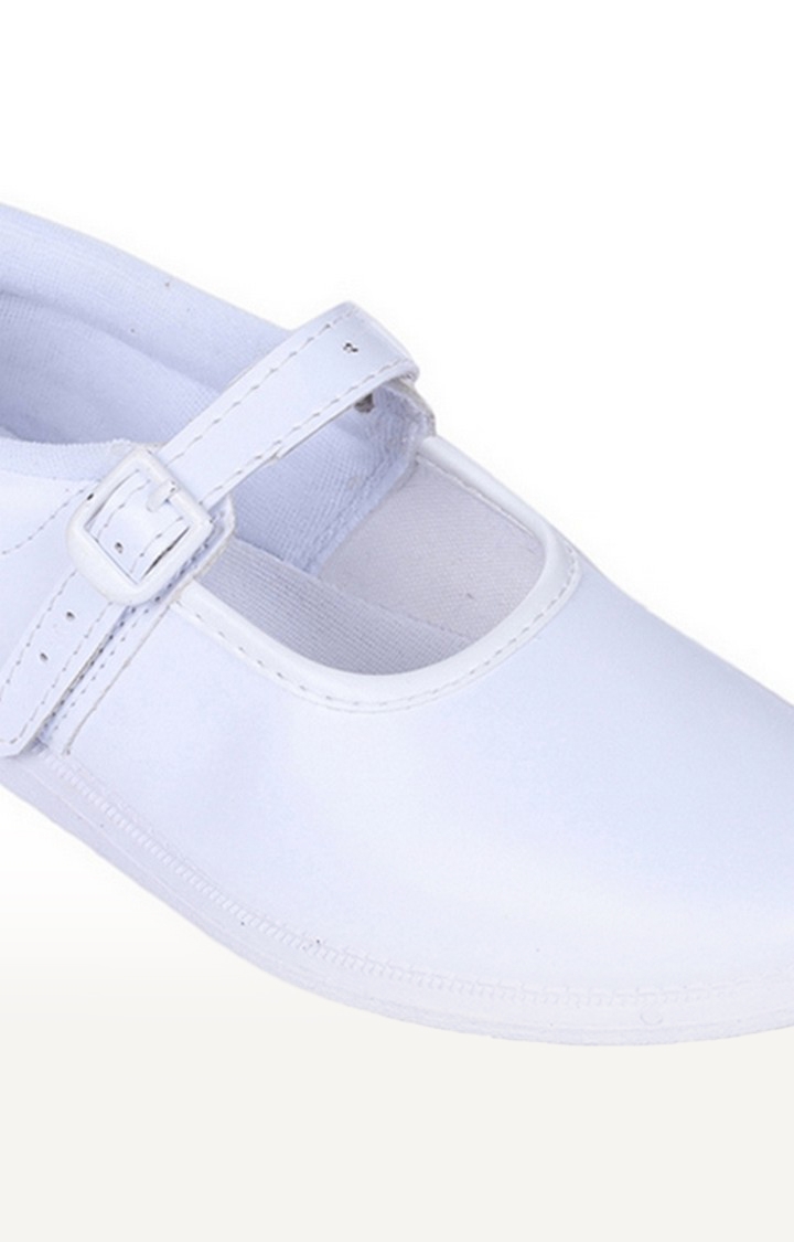 Girl's White Slip on Round Toe School Shoes