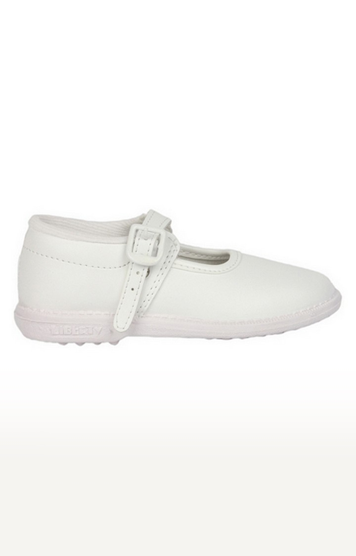 Girl's White Slip on Round Toe School Shoes