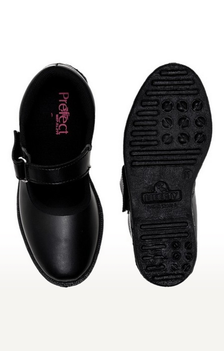 Girl's Black Velcro Round Toe School Shoes