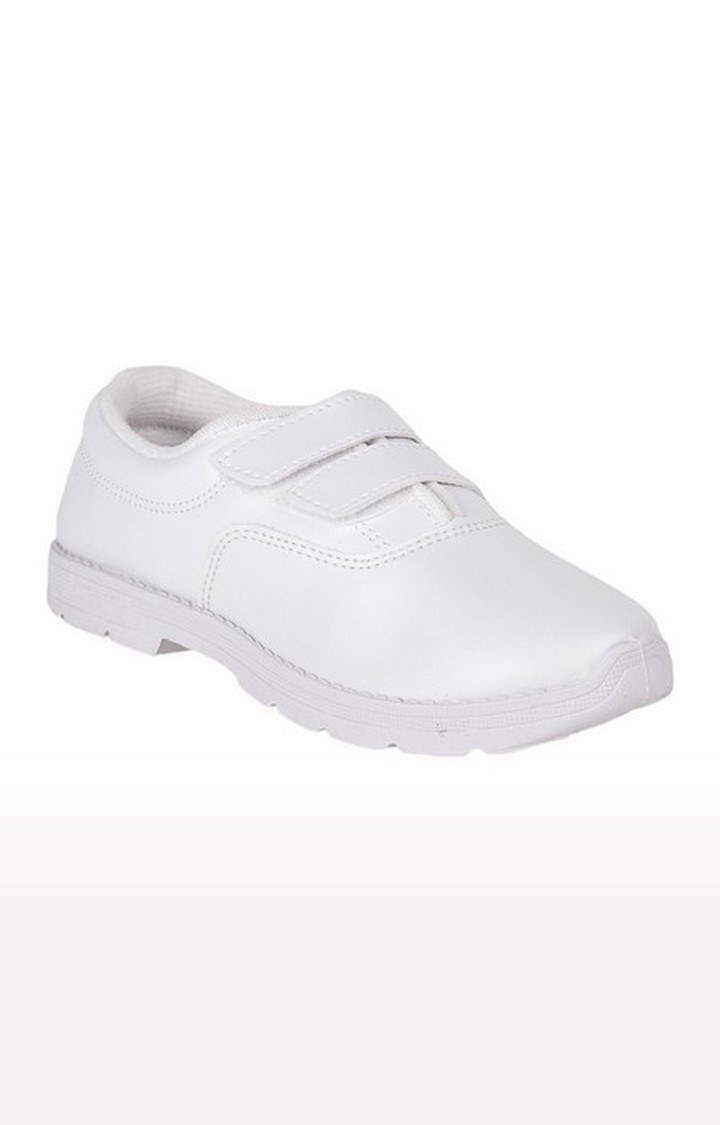 Liberty | Unisex White Velcro Round Toe School Shoes