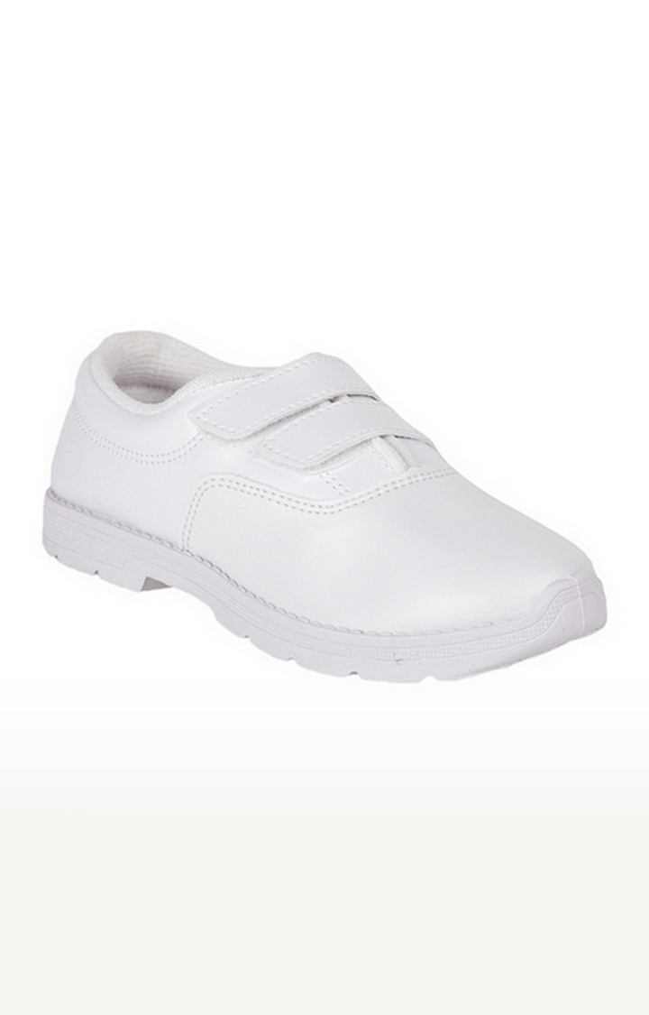 Liberty | Boy's White Velcro Round Toe School Shoes