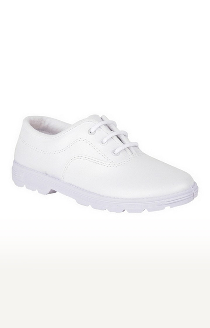 Boy's White Lace-Up Round Toe School Shoes