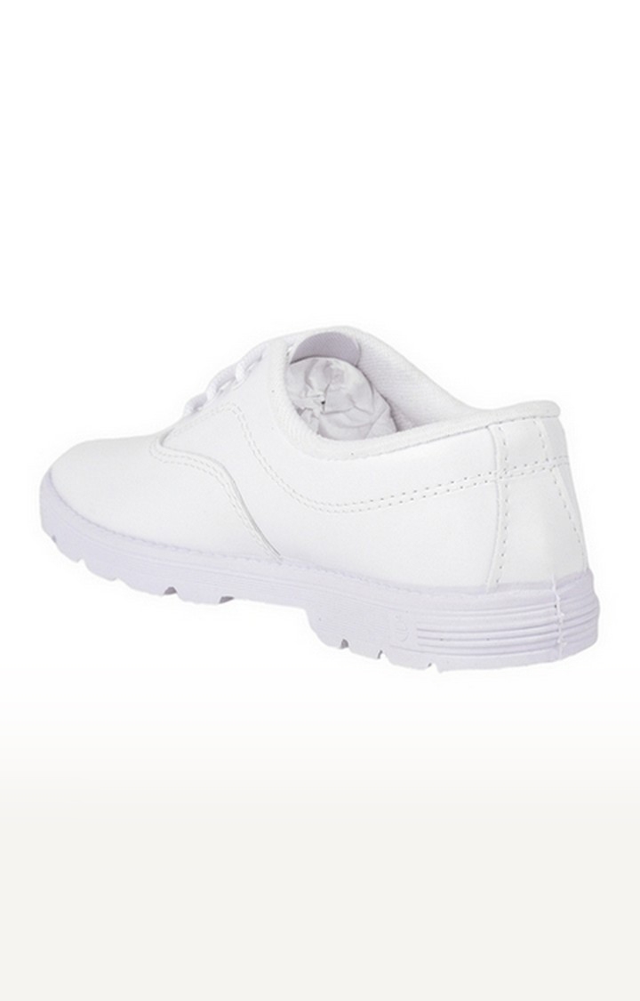 Boy's White Lace-Up Round Toe School Shoes