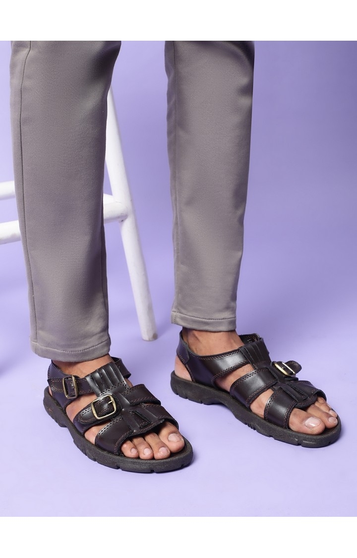 Men's Brown Slip on Open Toe Sandals