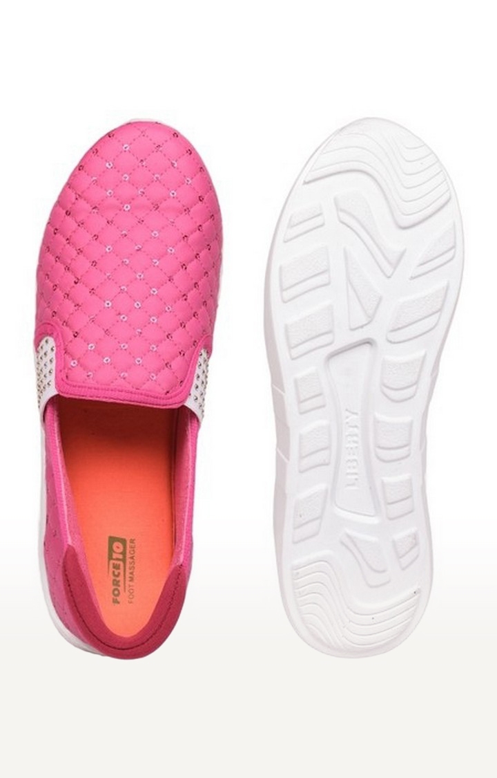 Women's Pink Slip On Round Toe Casual Slip-ons