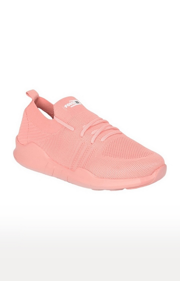 Women's Pink Lace-Up Round Toe Running Shoes