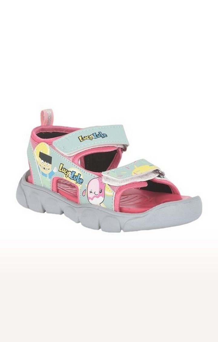 Unisex Pink Velcro Open Toe Sandals