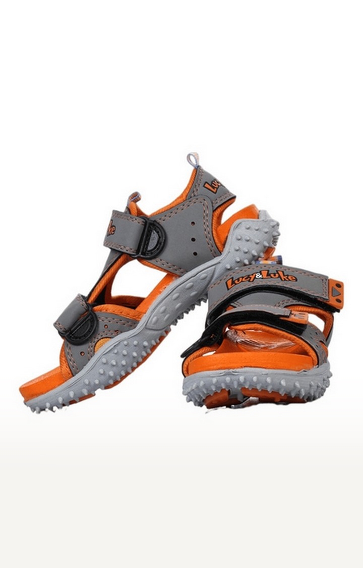 Unisex Grey Velcro Open Toe Sandals