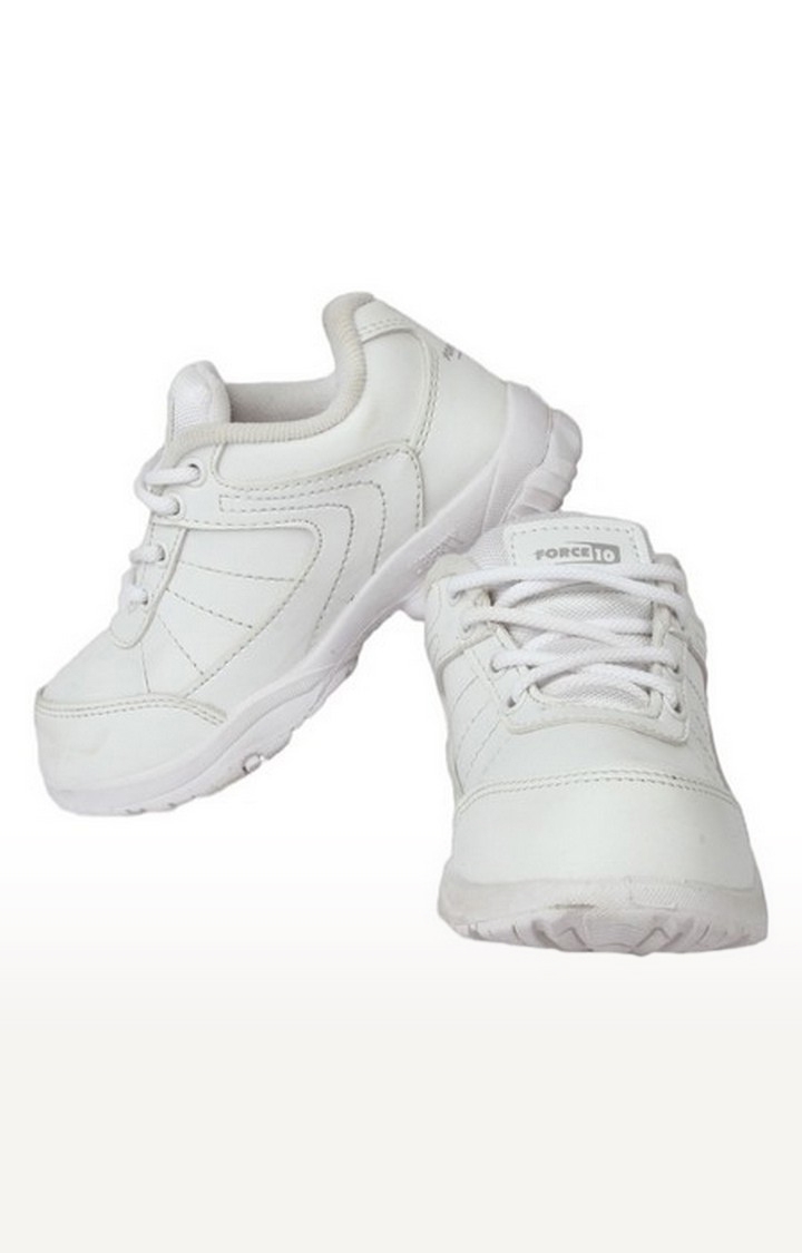 Unisex White Lace-Up Round Toe School Shoes