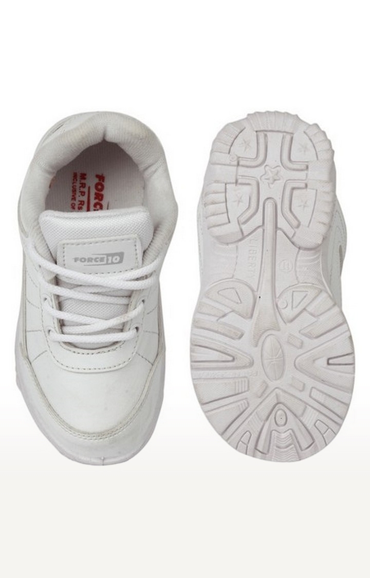 Unisex White Lace-Up Round Toe School Shoes