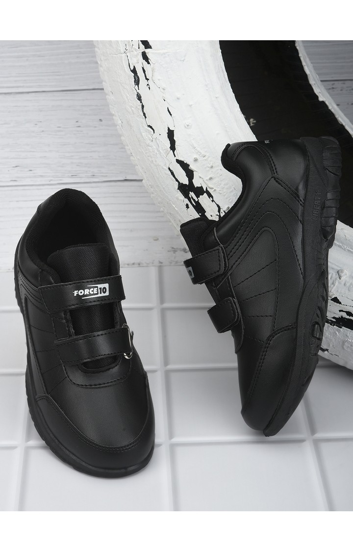 Unisex Black Slip on Round Toe School Shoes