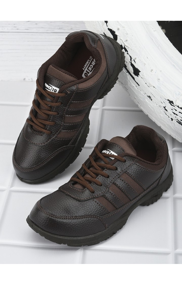 Unisex Brown Lace up Round Toe School Shoes