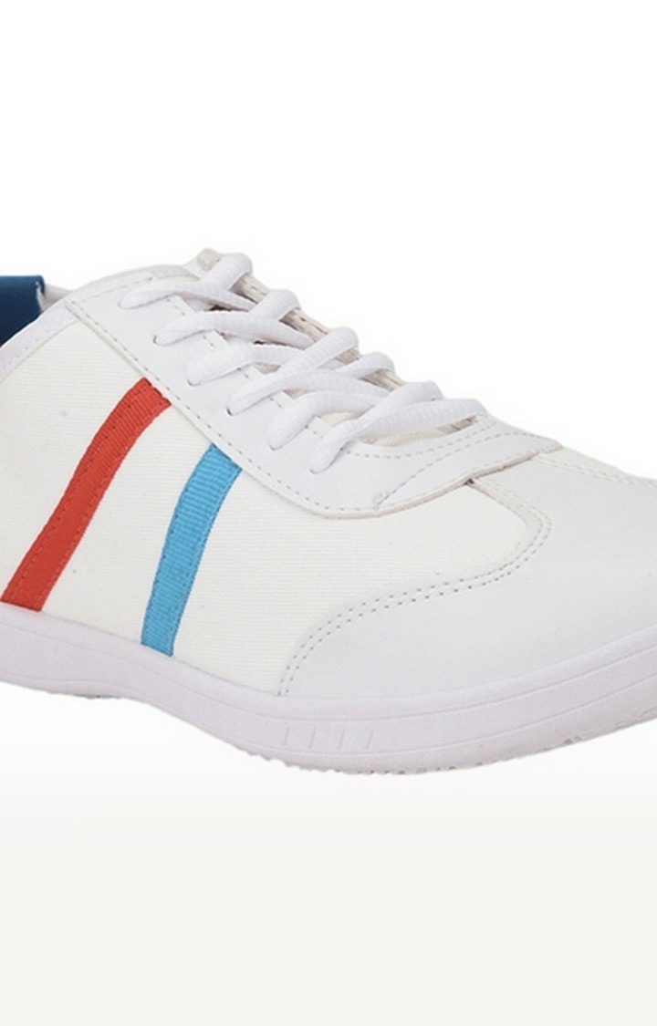 Men's White Lace-Up Round Toe Sneakers