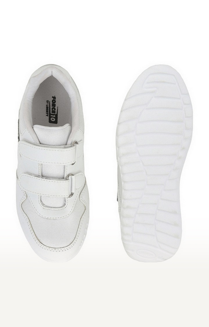 Boy's White Velcro Round Toe School Shoes