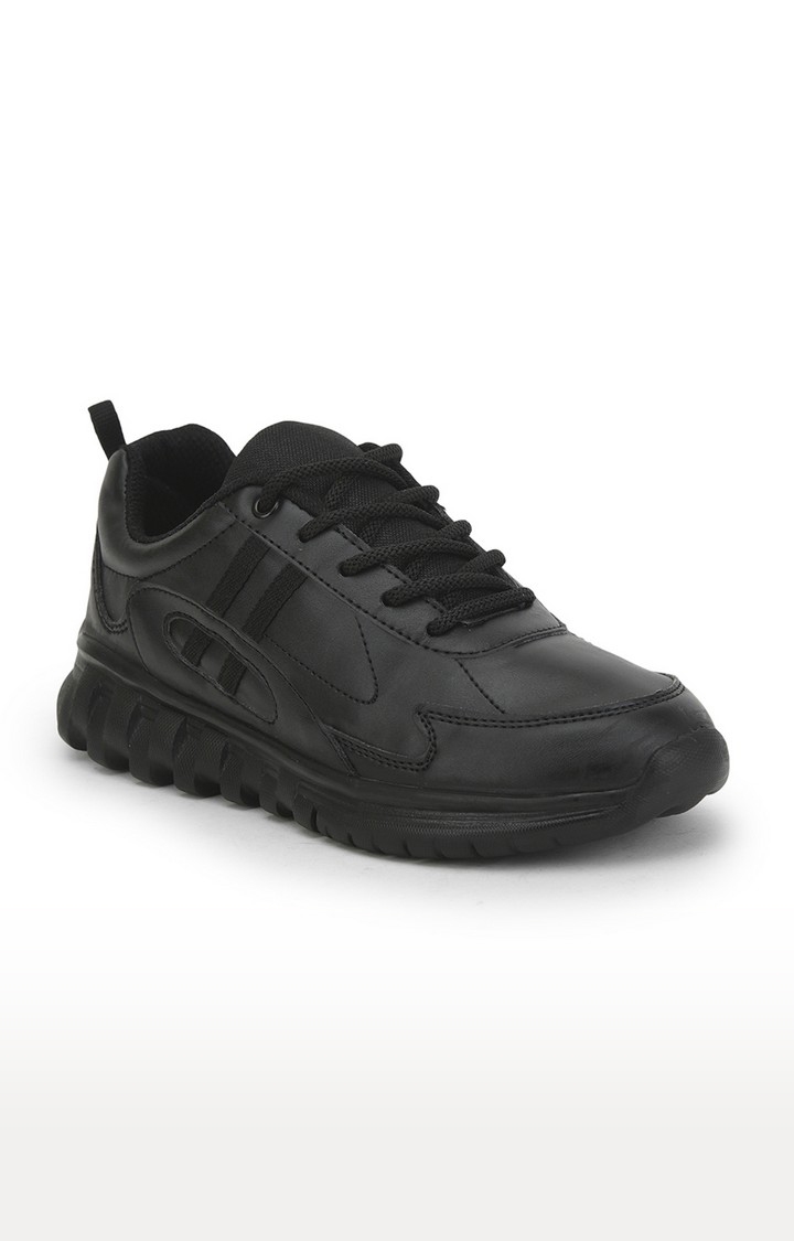 Unisex Black Lace up Round Toe School Shoes