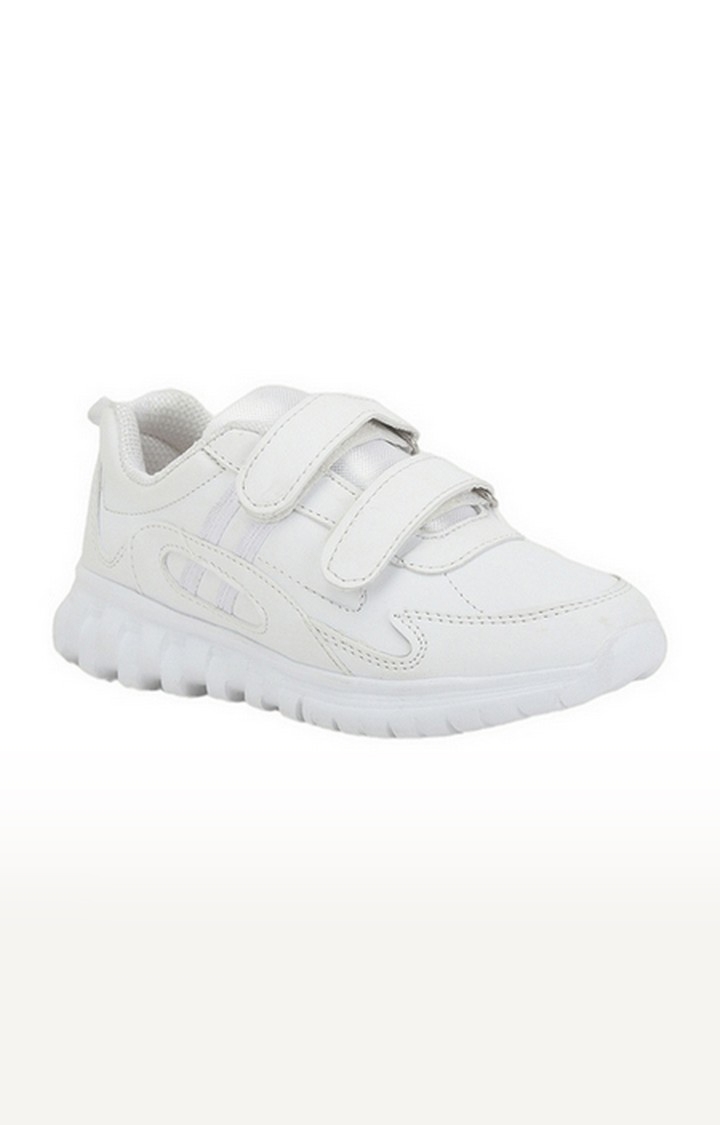 Unisex White Velcro Round Toe School Shoes