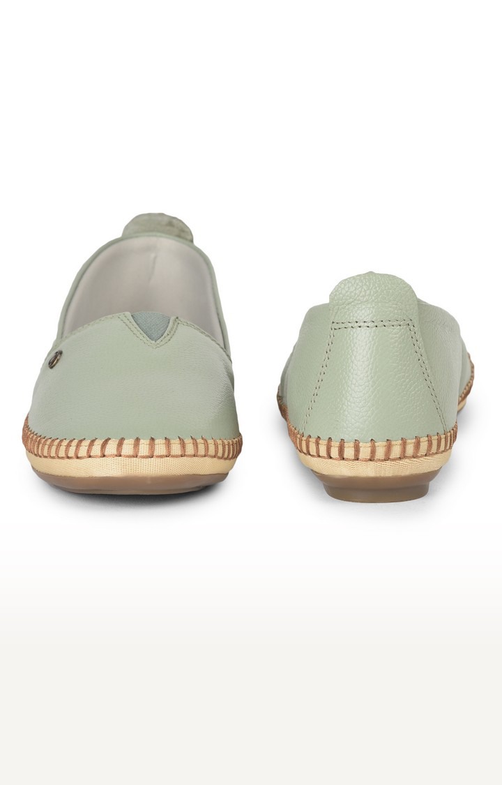 Women's Green Slip on Round Toe Ballerinas