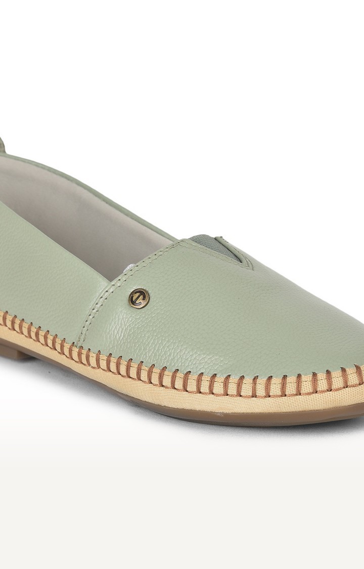 Women's Green Slip on Round Toe Ballerinas